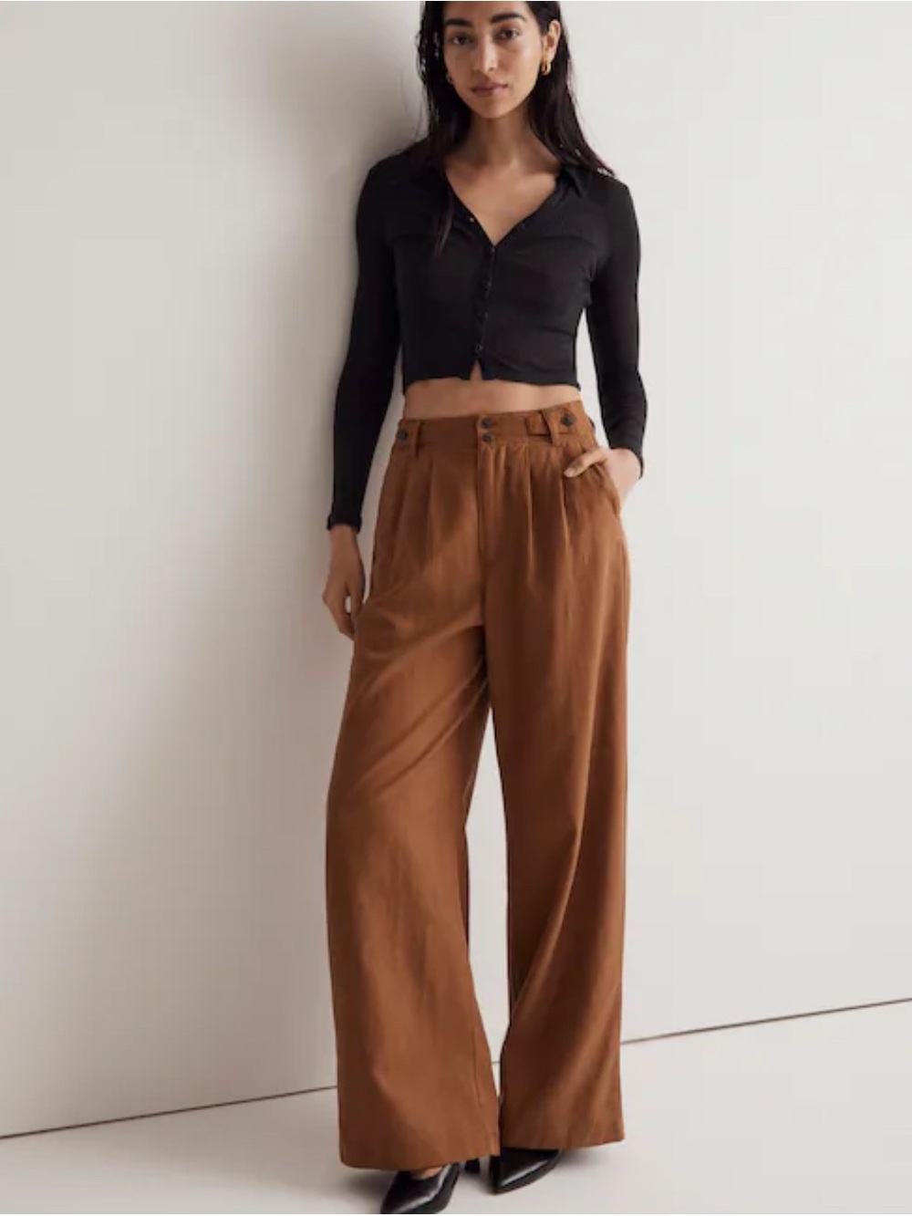 Madewell The Harlow Wide-Leg Pant in Acorn